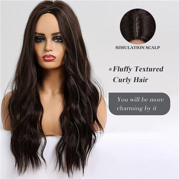 Womens Natural Synthetic Hair Heat Resistant Black Brown - Picture 2 of 6